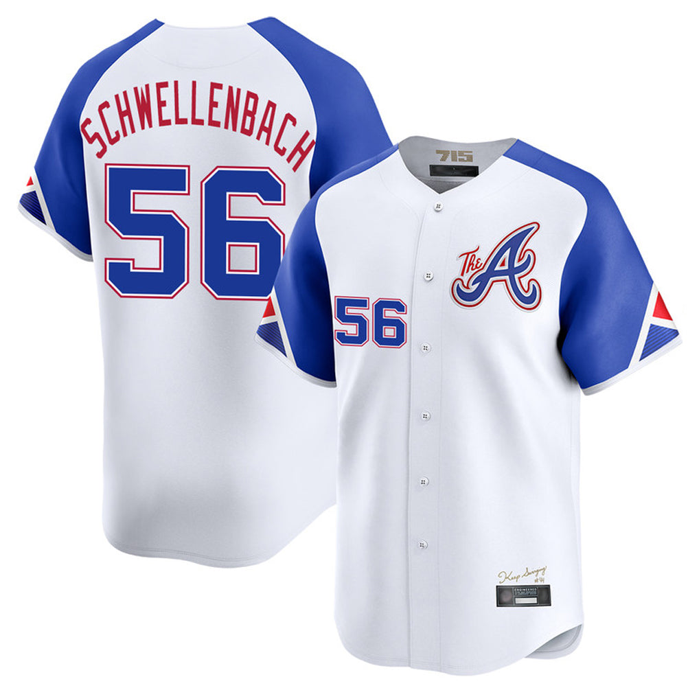 Atlanta Braves #56 Spencer Schwellenbach Player White BUTLER City Connect Limited Home Game Stitched Jerseys