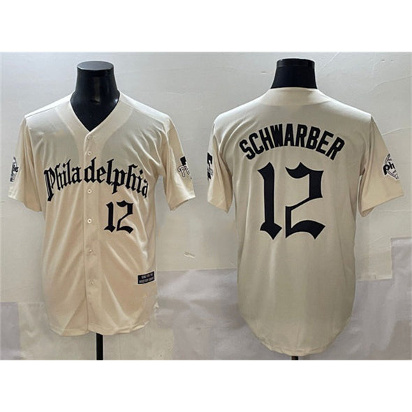 Philadelphia Phillies #12 Kyle Schwarber Cream BUTLER Gothic Vapor Limited Stitched Jersey