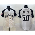 Los Angeles Dodgers #50 Mookie Betts White Black BUTLER Mexico 2025 LA Gothic Style With Fernando Patch Vapor Premier Limited Stitched Jersey