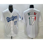 Los Angeles Dodgers #17 Shohei Ohtani Number Mexico White BUTLER Cool Base Stitched Jerseys