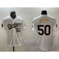 Los Angeles Dodgers #50 Mookie Betts White Gold BUTLER 2024 World Series With Fernando Memorial Patch Limited Stitched Jersey2