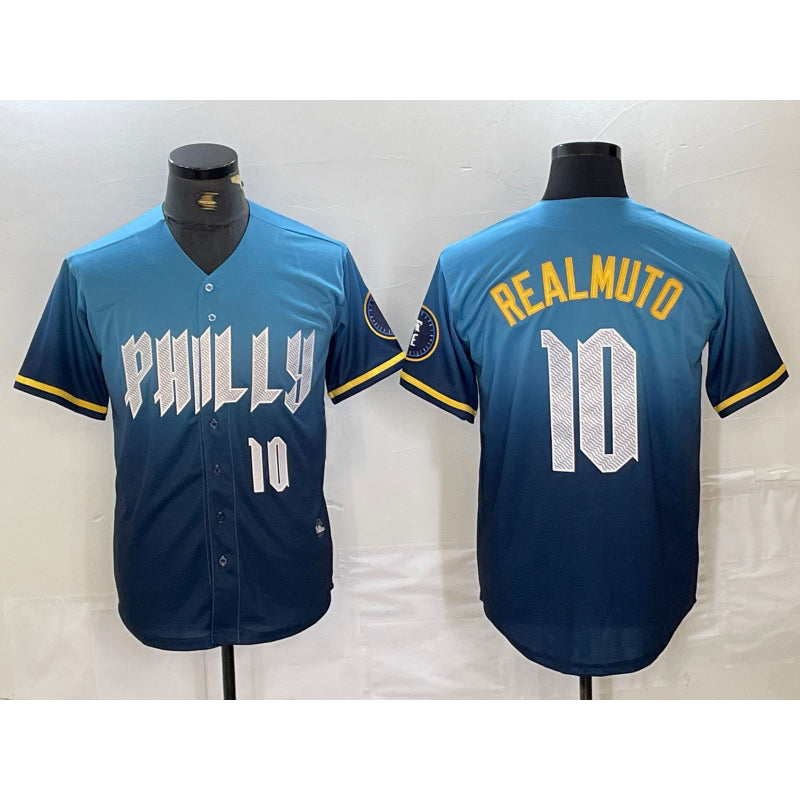 Philadelphia Phillies #10 JT Realmuto Number Blue BUTLER 2024 City Connect Limited Stitched Jersey 2