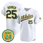 Oakland Athletics #25 Brent Rooker White BUTLER 2024 Home Limited With Rickey Henderson Patch Stitched Jersey