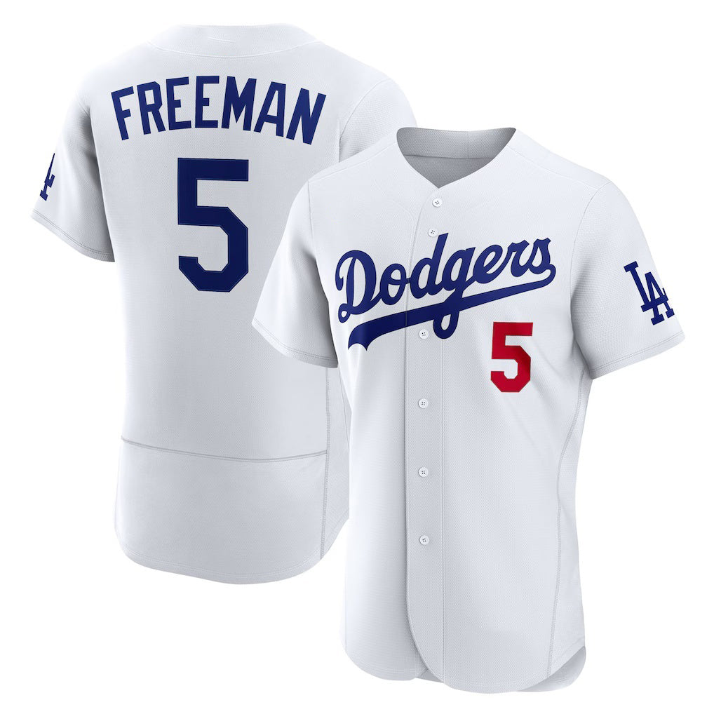 Los Angeles Dodgers #5 Freddie Freeman White BUTLER Home Authentic Jersey