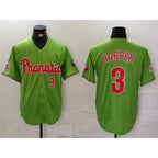 Philadelphia Phillies #3 Bryce Harper Number Green BUTLER With Patch Stitched Cool Base Jersey