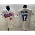 Los Angeles Dodgers #17 Shohei Ohtani White BUTLER With American Flag Patch Limited Stitched Jersey
