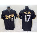 Los Angeles Dodgers #17 Shohei Ohtani Number Black Gold BUTLER Fashion Stitched Cool Base Limited Jersey