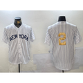 New York Yankees #2 Derek Jeter White BUTLER Pinstripe Without Name Fashion Cool Base Jersey 2