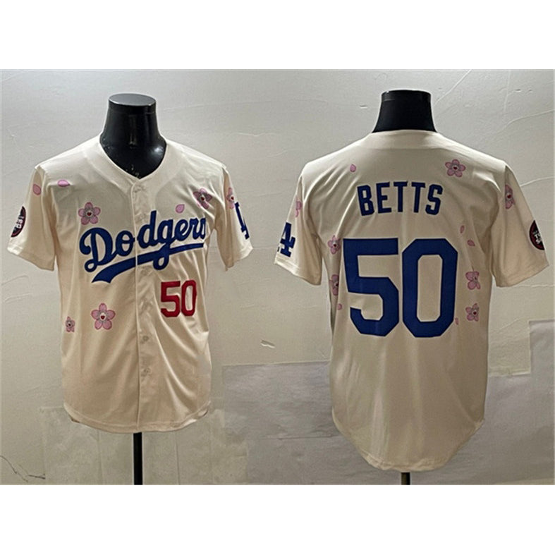 Los Angeles Dodgers #50 Mookie Betts Cream BUTLER 2025 Tokyo Series Limited Stitched Jersey