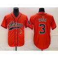 Houston Astros #3 Jeremy Pena Number Orange BUTLER With Patch Cool Base Stitched Jersey