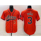 Houston Astros #3 Jeremy Pena Number Orange BUTLER With Patch Cool Base Stitched Jersey