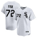 Chicago White Sox #72 Carlton Fisk Player White BUTLER Stripe Limited Home Stitched Jerseys