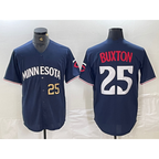 Minnesota Twins #25 Byron Buxton Number 2023 Navy Blue BUTLER Cool Base Stitched Jerseys
