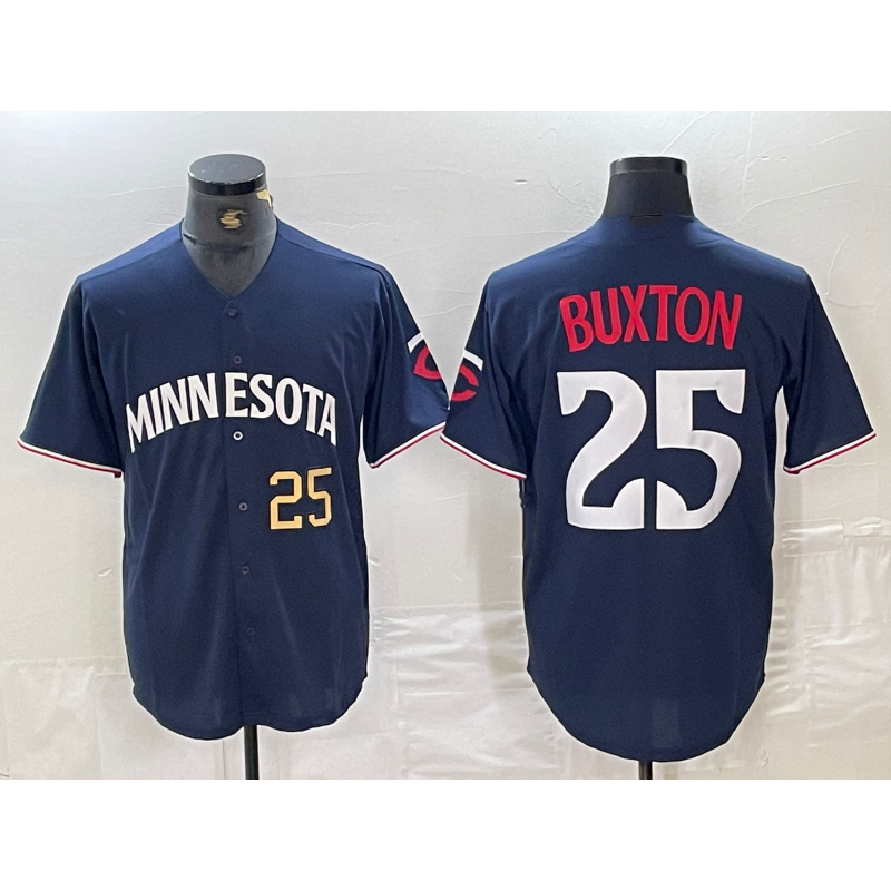 Minnesota Twins #25 Byron Buxton Number 2023 Navy Blue BUTLER Cool Base Stitched Jerseys