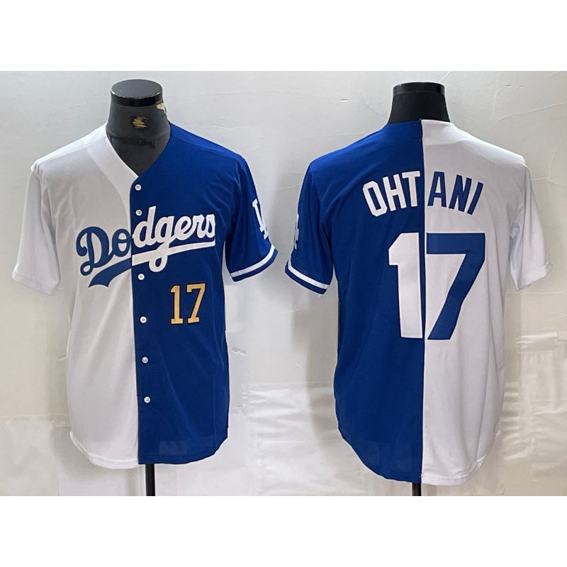 Los Angeles Dodgers #17 Shohei Ohtani Number White Blue BUTLER Two Tone Stitched Jerseys