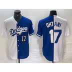 Los Angeles Dodgers #17 Shohei Ohtani Number White Blue BUTLER Two Tone Stitched Jerseys