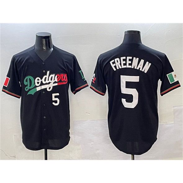Los Angeles Dodgers #5 Freddie Freeman Black BUTLER Mexico Flag Limited Stitched Jersey