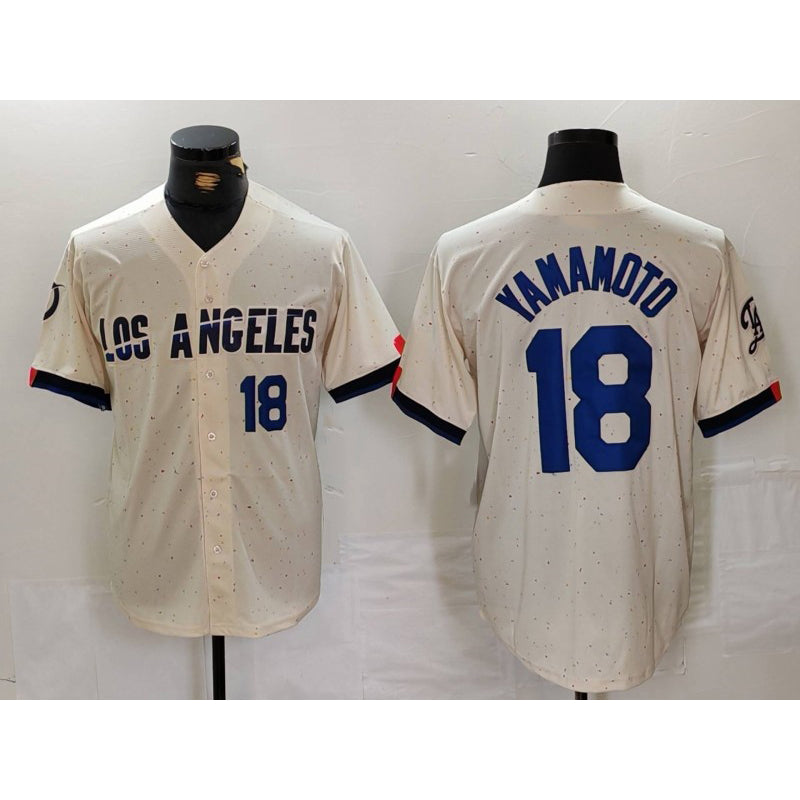 Los Angeles Dodgers #18 Yoshinobu Yamamoto Number Cream BUTLER 2024 City Connect Limited Stitched Jersey 2