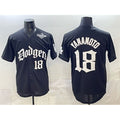 Los Angeles Dodgers #18 Yoshinobu Yamamoto Black BUTLER 2025 LA Gothic Style With 2025 World Series Patch Vapor Premier Limited Stitched Jersey