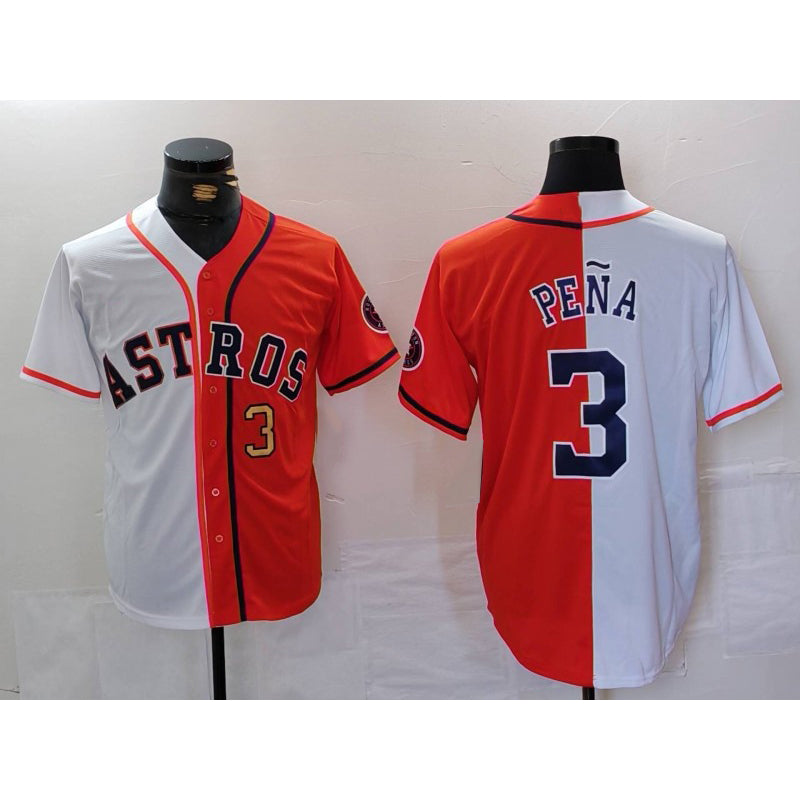 Houston Astros #3 Jeremy Pena Number White Orange BUTLER Split Stitched Jersey