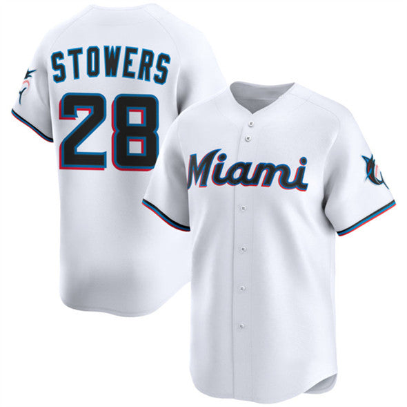 Miami Marlins #28 Kyle Stowers White BUTLER 2024 Home Limited Stitched Jersey