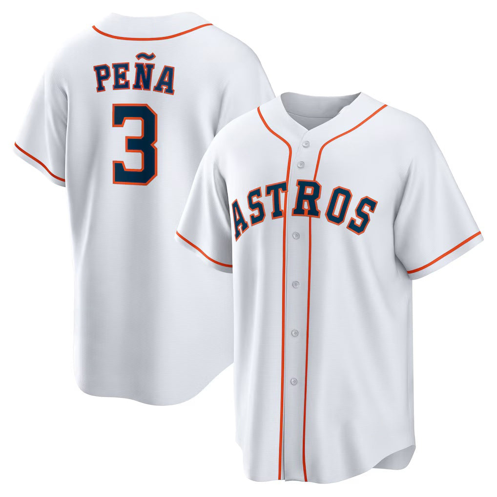 Houston Astros #3 Jeremy Pe?a White BUTLER Home Replica Jersey