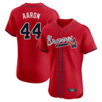Atlanta Braves #44 Hank Aaron Player Red BUTLER Limited Elite Home Game Stitched Jerseys