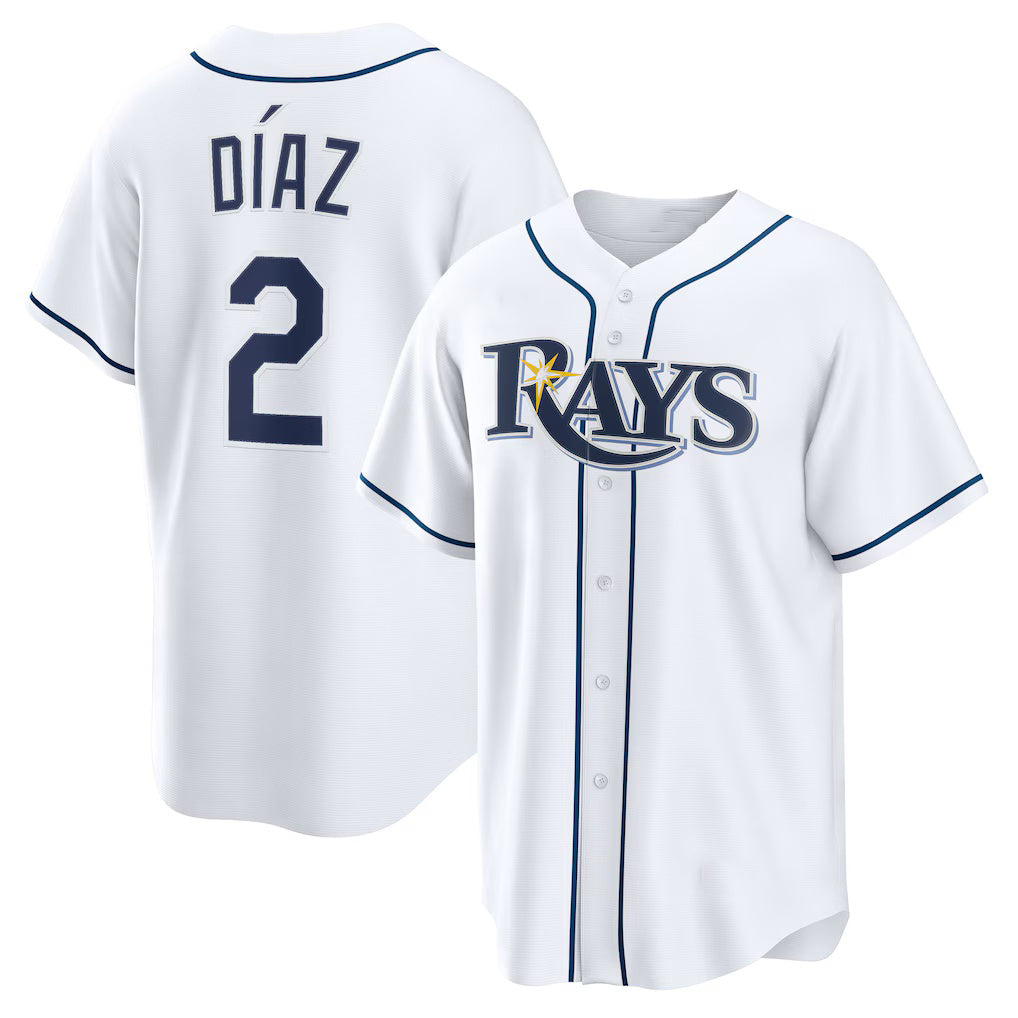 Tampa Bay Rays #2 Yandy D¨ªaz White BUTLER Home Replica Jersey