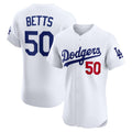 Los Angeles Dodgers #50 Mookie Betts White BUTLER Home Elite Player Jersey