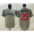 Minnesota Twins #25 Byron Buxton 2023 Grey BUTLER Home Team Cool Base Stitched Jersey