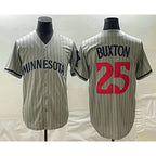 Minnesota Twins #25 Byron Buxton 2023 Grey BUTLER Home Team Cool Base Stitched Jersey