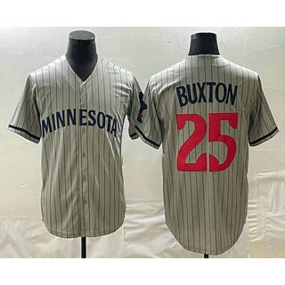 Minnesota Twins #25 Byron Buxton 2023 Grey BUTLER Home Team Cool Base Stitched Jersey