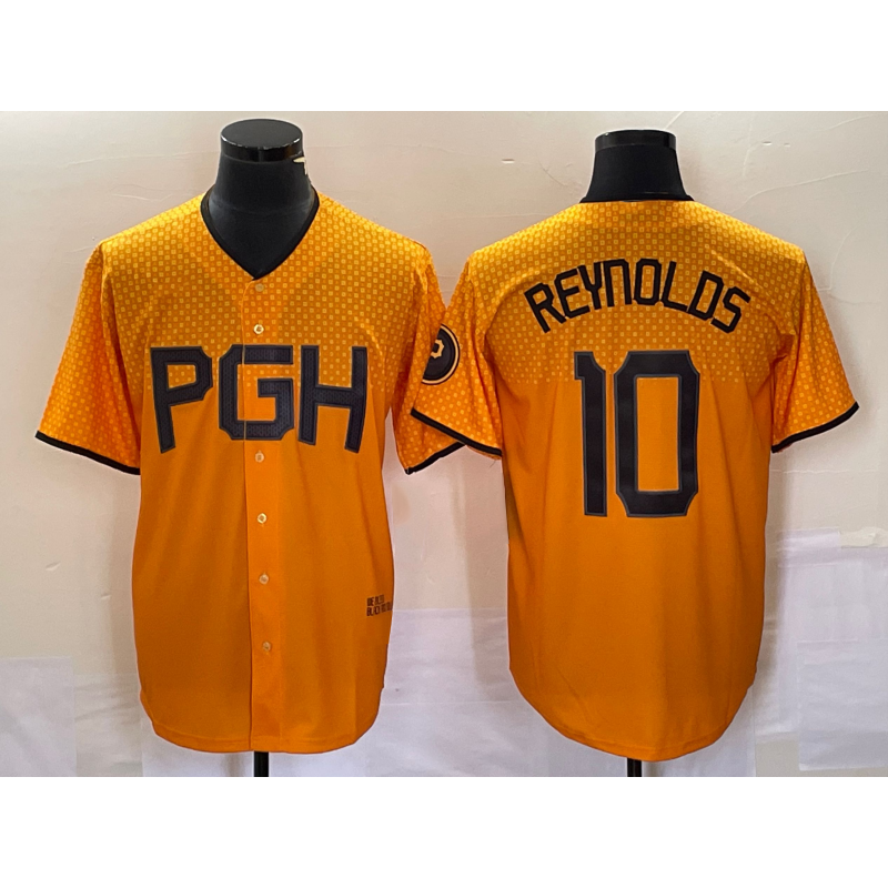 Pittsburgh Pirates #10 Bryan Reynolds Gold BUTLER 2023 City Connect Stitched Jersey
