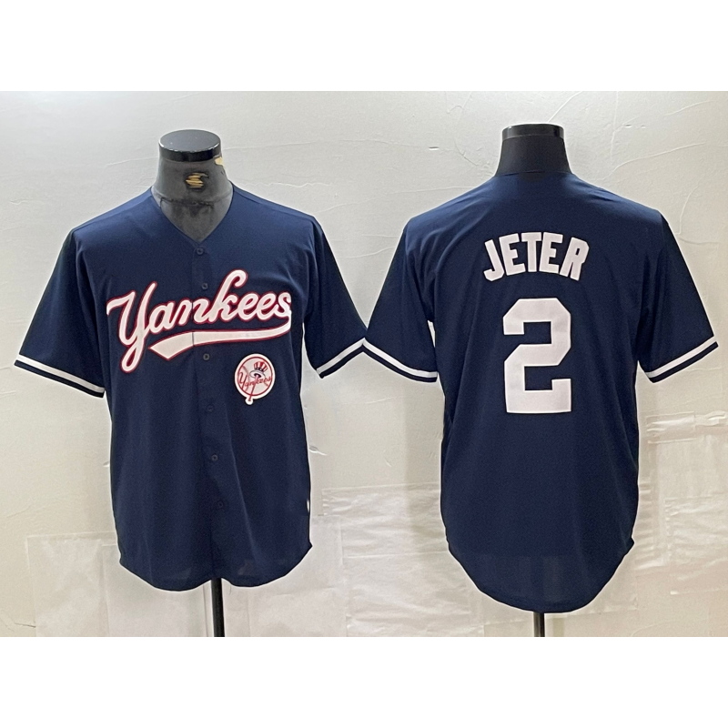New York Yankees #2 Derek Jeter Navy BUTLER With Patch Cool Base Stitched Jersey