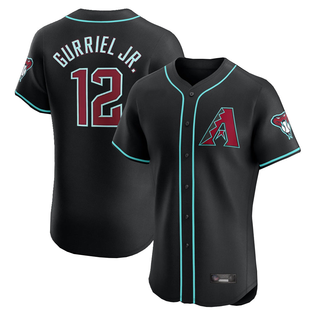 Arizona Diamondbacks #12 Lourdes Gurriel Jr Player Black BUTLER Limited Elite Home Game Stitched Jerseys