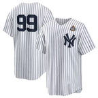 New York Yankees #99 Aaron Judge White BUTLER 2024 World Series Cool Base Stitched Jersey