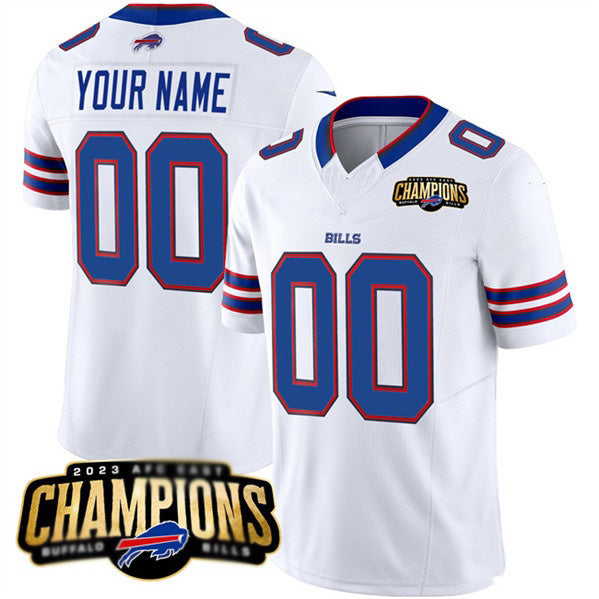 Custom B.Bills Active Player White BUTLER 2023 F.U.S.E. AFC East Champions Ptach Stitched Jersey