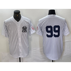 New York Yankees #99 Aaron Judge White BUTLER With Patch 2024 Cool Base Stitched Jersey