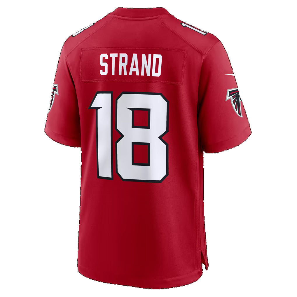A.Falcons #18 Jack Strand Red Team Game jersey BUTLER