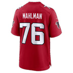 A.Falcons #76 Riley Mahlman Red Team Game jersey BUTLER