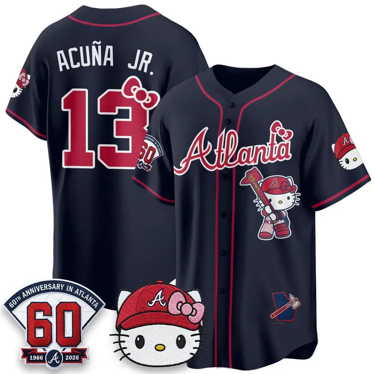 Atlanta Braves #13 Ronald Acu?a Jr. Navy BUTLER Meow KT 2026 Vapor Limited All Stitched Jersey