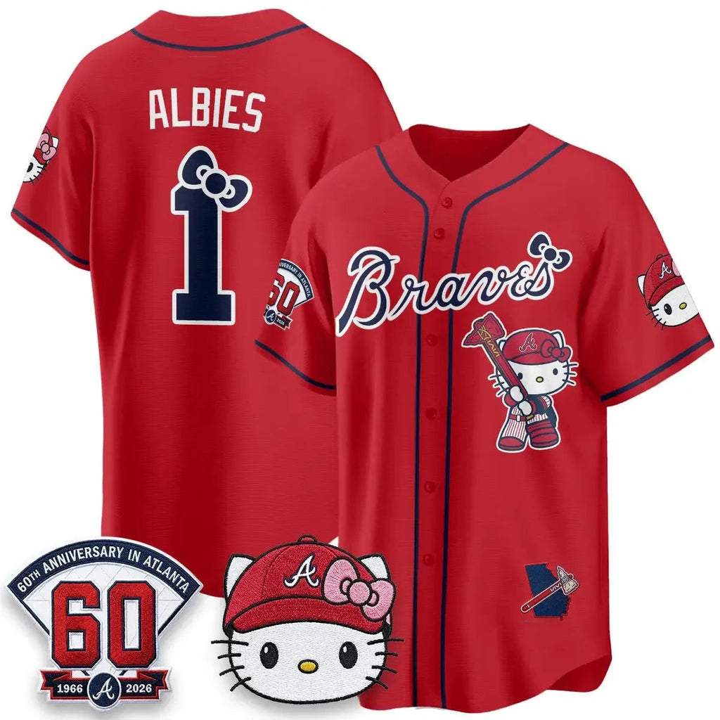 Atlanta Braves #1 Ozzie Albies Red BUTLER Meow KT 2026 Vapor Limited All Stitched Jersey