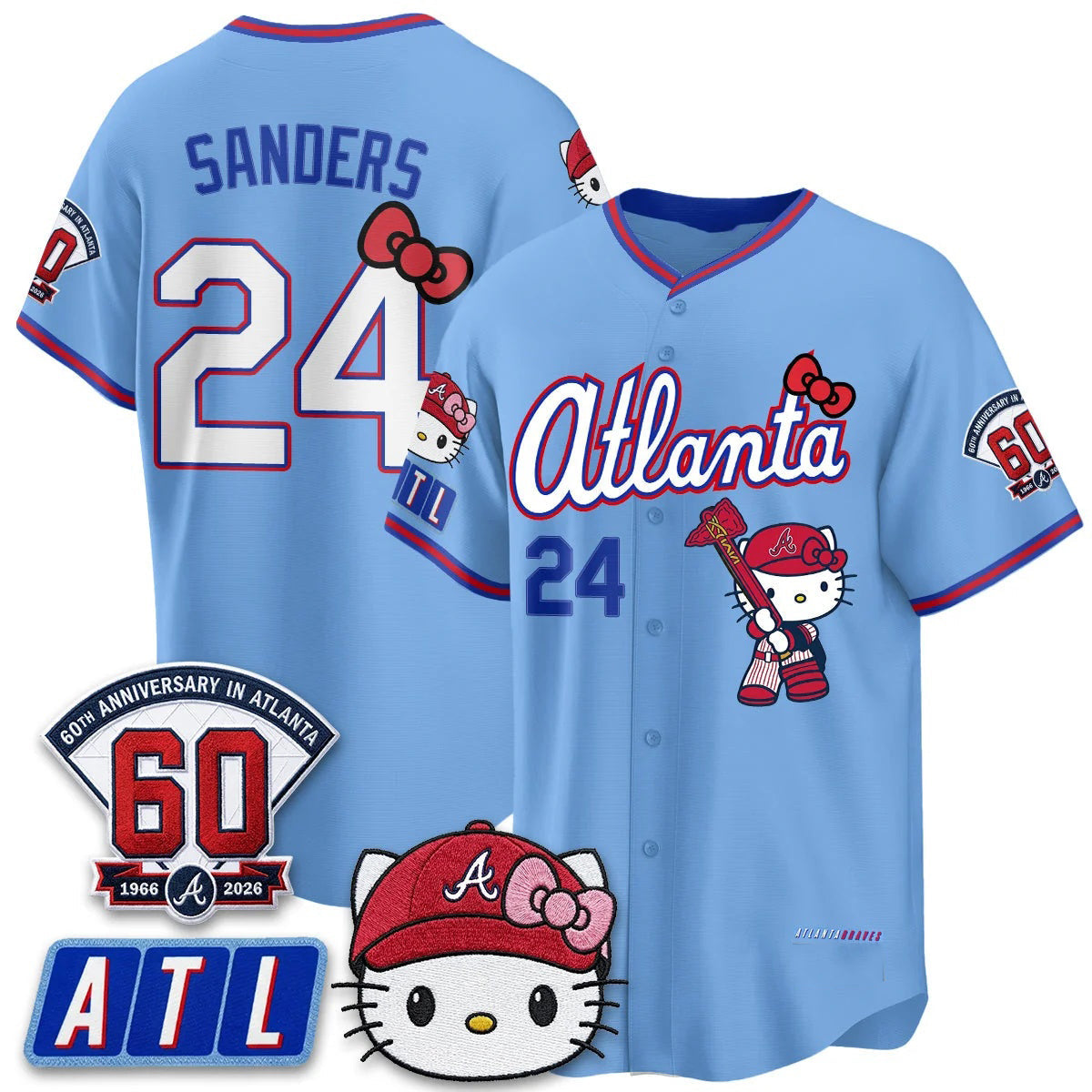 Atlanta Braves #24 Deion Sanders Powder Blue BUTLER Meow KT 2026 Vapor Limited All Stitched Jersey
