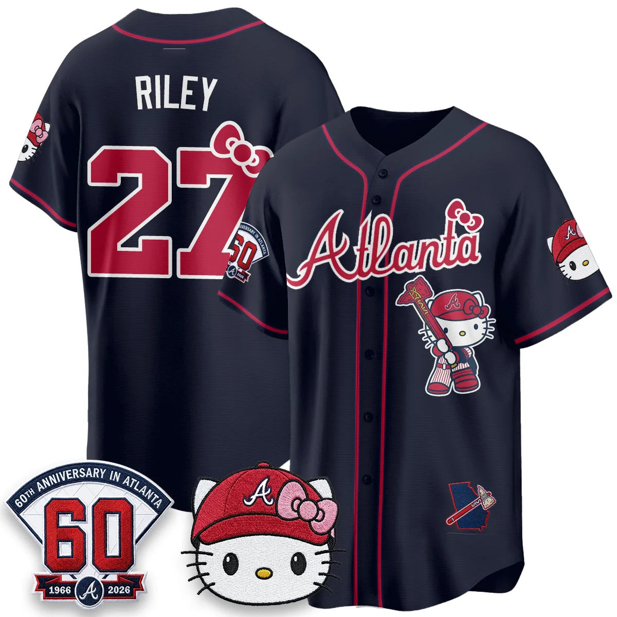 Atlanta Braves #27 Austin Riley Navy BUTLER Meow KT 2026 Vapor Limited All Stitched Jersey