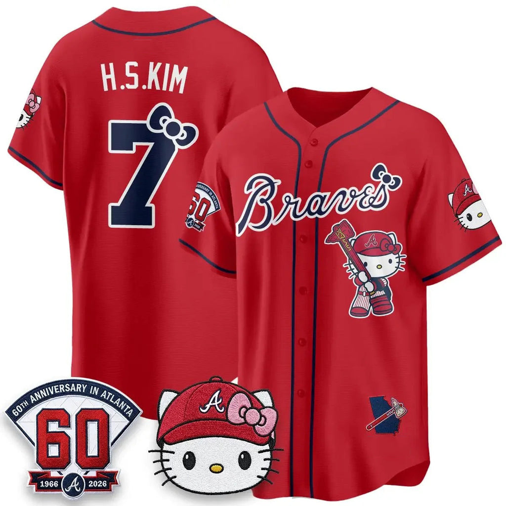 Atlanta Braves #7 Ha-Seong Kim Red BUTLER Meow KT 2026 Vapor Limited All Stitched Jersey