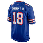 B.Bills #18 Trent Sherfield Sr. Royal Team Game jersey BUTLER