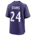 B.Ravens #24 Malaki Starks Purple Team Game jersey BUTLER