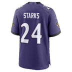 B.Ravens #24 Malaki Starks Purple Team Game jersey BUTLER
