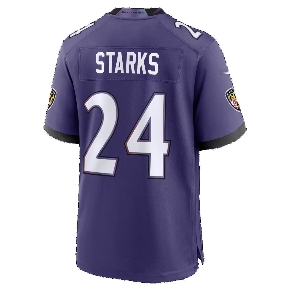 B.Ravens #24 Malaki Starks Purple Team Game jersey BUTLER