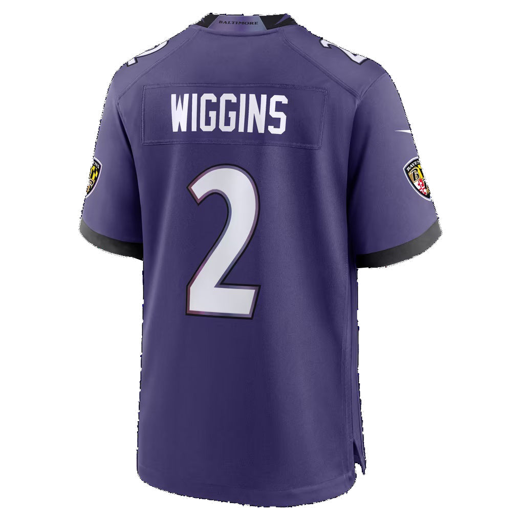 B.Ravens #2 Nate Wiggins Purple Team Game jersey BUTLER